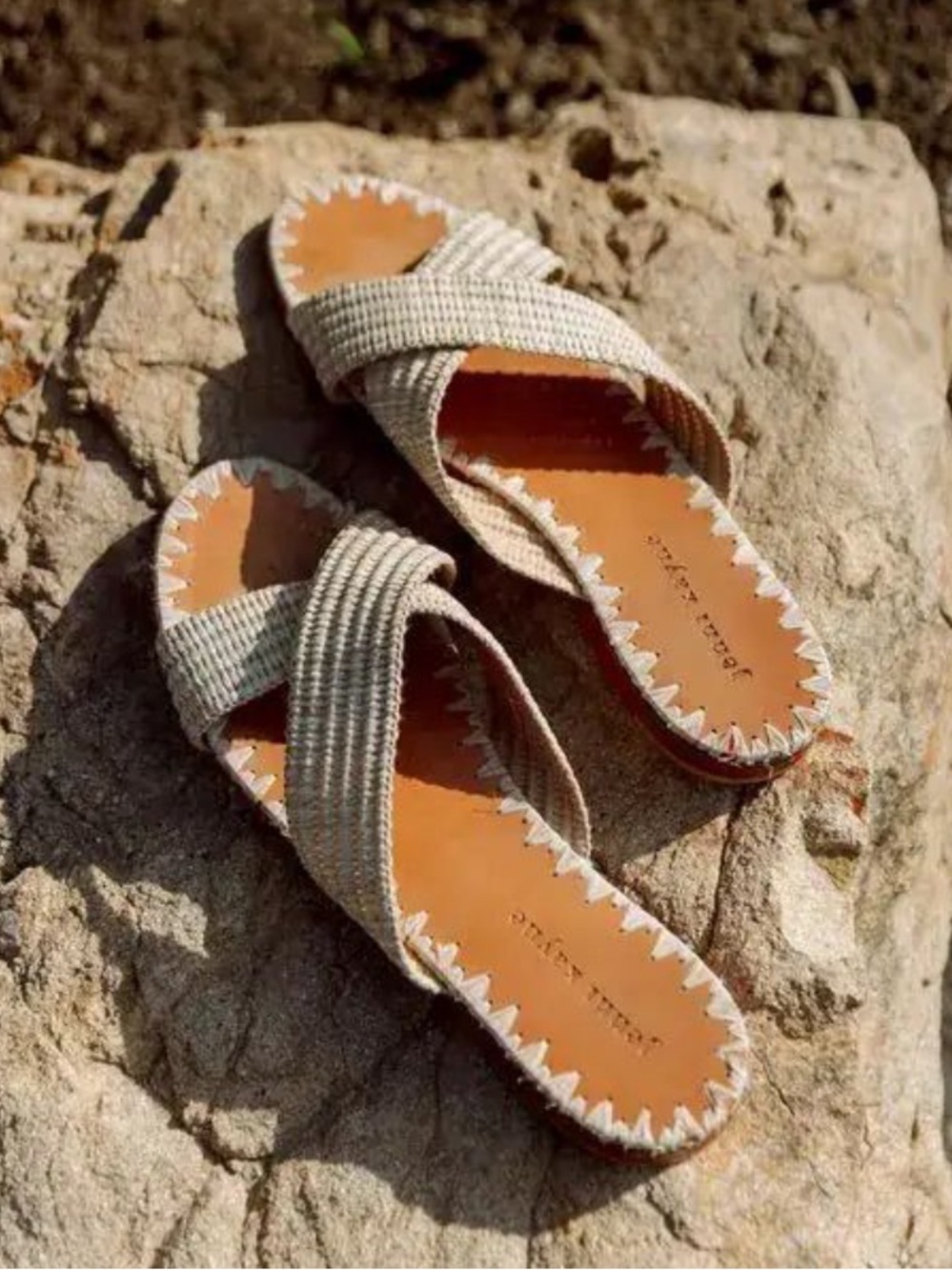 Jenni Kayne Raffia Crossover Genuine Leather Sandals Size EU 39 US 8.5